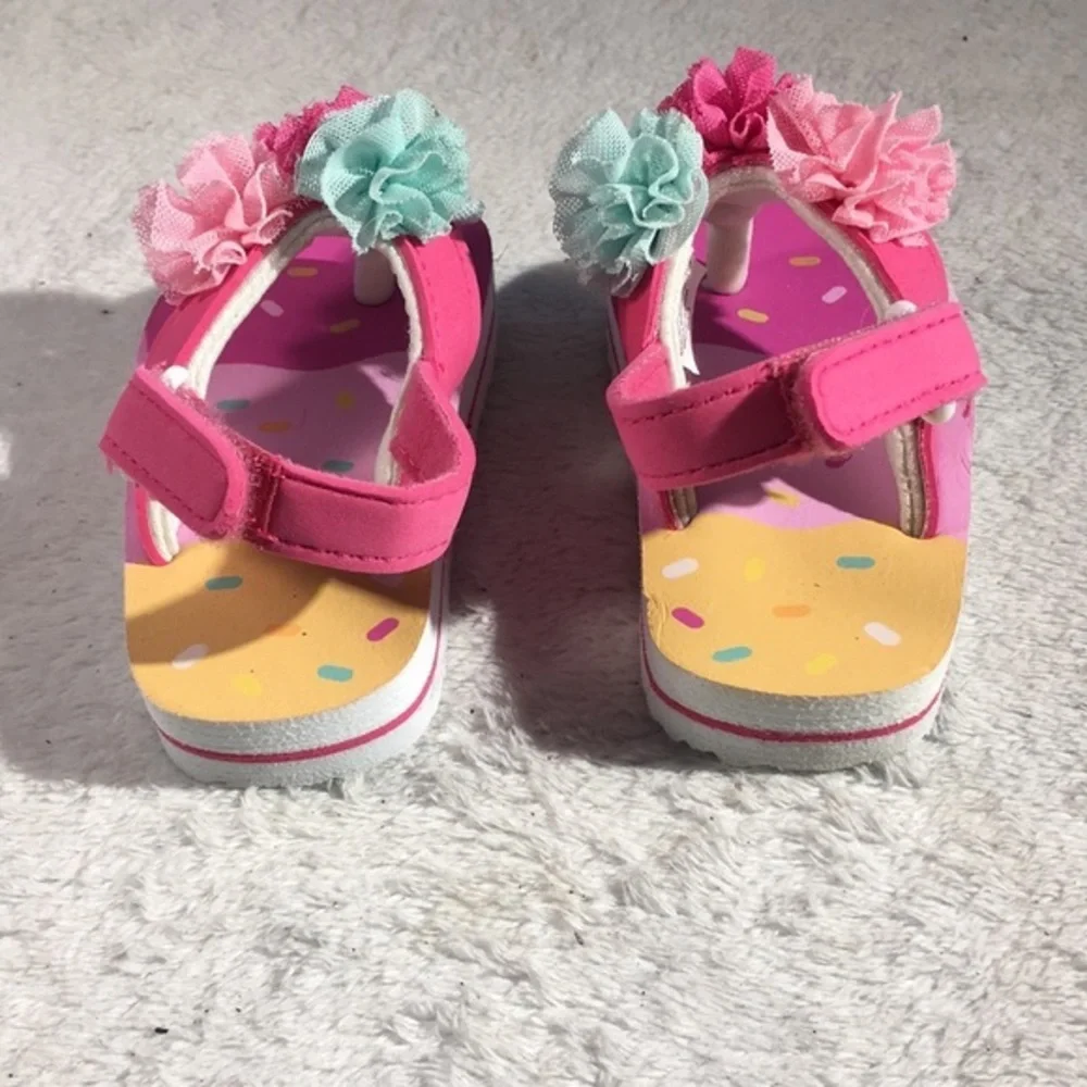 Girls Colorful Carnations Thong Platform Sandals